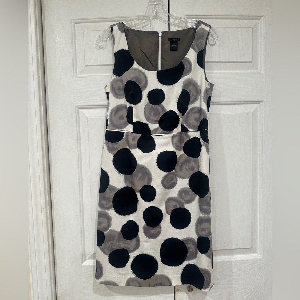 Ann Taylor Black and Gray Polka Dot Dress